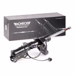 Shock absorber; MONROE; Gas Pressure Electronically adjustable shock strength Suspension Strut Top pin, Bottom Clamp; for VOL ...
