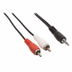 Valueline VLAP22200B10, 3.5mm, Male, 2 x RCA, Male, 1 m, Black, Red, White