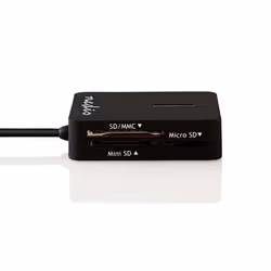 Nedis CRDRU2300BK, MMC, MS Micro (M2), MicroSD (TransFlash), MiniSD, SD, Black, Plastic, USB 2.0, USB, 5 V