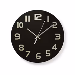 Nedis CLWA006GL30BK, Wall, Round, Black, Glass, Modern, AA