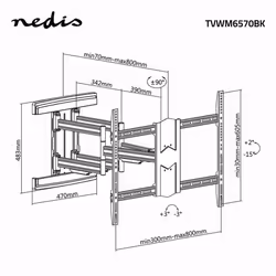 Nedis TVWM6570BK TV mount/stand 2.29 m (90") Black - Additional view 8