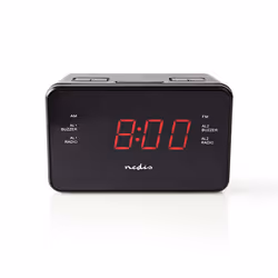 Nedis CLAR002BK, Digital alarm clock, Rectangle, Black, AM, FM, 87.5 - 108 MHz, Radio/Buzzer