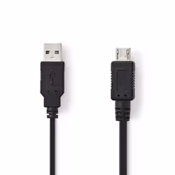 Nedis CCGP60400BK20, 2 m, USB A, USB 2.0, 0.48 Gbit/s, Black