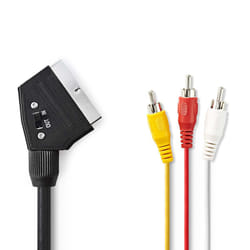 Nedis CVGP31130BK10 SCART cable 1 m 3 x RCA Black
