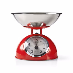 Nedis KASC110RD, Mechanical kitchen scale, 5 kg, 25 g, Red, Stainless steel, Stainless steel, Steel, Countertop
