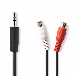 Nedis CAGB22250BK02, 3.5mm, Male, 2 x RCA, Female, 0.2 m, Black