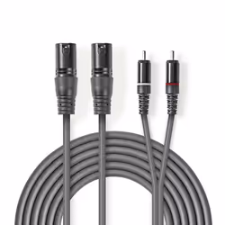 Nedis COTH15210GY30, 2 x XLR (3-pin), Male, 2 x RCA, Male, 3 m, Grey