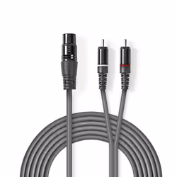 Nedis COTH15220GY30, XLR (3-pin), Female, 2 x RCA, Male, 3 m, Grey