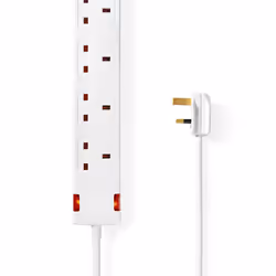 Nedis EXS415G1WT, 1.5 m, Indoor, Type G (BS 1363), Type G, Polyvinyl chloride (PVC), White