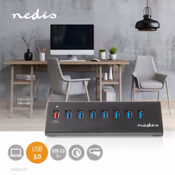 Nedis UHUBUP3810BK interface hub USB 3.2 Gen 1 (3.1 Gen 1) Micro-B 5000 Mbit/s Black - Additional view 2