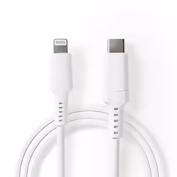 Nedis CCGW39650WT20, 2 m, Lightning, USB C, Male, Male, White