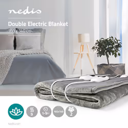 Nedis PEBL130CWT2 electric blanket 120 W Grey, White Fleece, Polyester