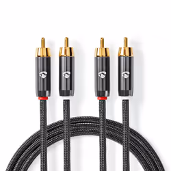 Nedis CATB24200GY10, 2 x RCA, Male, 2 x RCA, Male, 1 m, Grey