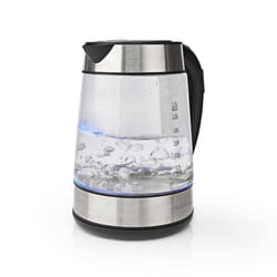 Nedis KAWK320EGS electric kettle 1.7 L 2200 W Stainless steel, Transparent
