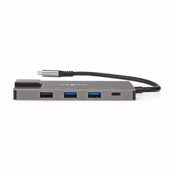 Nedis USB-Adapter | USB 3.2 Gen 1 | USB-C™ Female | HDMI™ Output / RJ45 Female / SD / 2x USB-C™ / 3,5 mm Female / 3x USB-A Female | 5 Gbps | 0.20 m | Rond | Verguld | PVC | Antraciet | Doos - Additional view 3