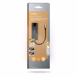 Nedis USB-Adapter | USB 3.2 Gen 1 | USB-C™ Female | HDMI™ Output / RJ45 Female / SD / 2x USB-C™ / 3,5 mm Female / 3x USB-A Female | 5 Gbps | 0.20 m | Rond | Verguld | PVC | Antraciet | Doos - Additional view 5