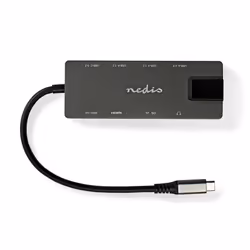 Nedis USB-Adapter | USB 3.2 Gen 1 | USB-C™ Female | HDMI™ Output / RJ45 Female / SD / 2x USB-C™ / 3,5 mm Female / 3x USB-A Female | 5 Gbps | 0.20 m | Rond | Verguld | PVC | Antraciet | Doos - Additional view 6