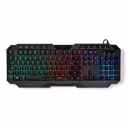 Nedis GKBD110BKFR, Wired, USB, Membrane, AZERTY, LED, Black