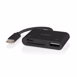 Nedis CCGB64780BK01, USB 2.0 Type-C, USB 2.0, USB Type-C, MicroSD (TransFlash), SD, Black, Polyvinyl chloride (PVC), DC