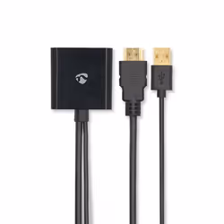 Nedis CCGB34300BK02 video cable adapter 0.2 m HDMI + USB Type-A DisplayPort Black