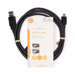 Nedis CCGL60300BK20 USB cable USB 2.0 2 m USB A Mini-USB B Black - Additional view 3