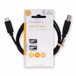 Nedis CCGL60650BK10 USB cable USB 2.0 1 m USB B USB A Black