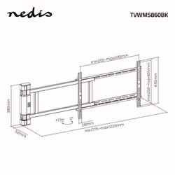 Nedis 32" - 75" Electric Motorised TV Swing Mount Bracket & Remote Control Max 50kg