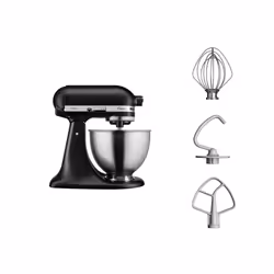 KitchenAid 5K45SSEBM, Stand mixer, Black, Beat, Knead, Mixing, Stirring, 1.15 m, 4.3 L, 220 RPM