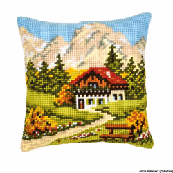 Vervaco Mountain Scene Cross Stitch Cushion, Multi-Colour