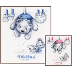 Out To Dry Birth SamplerÂ Counted Cross Stitch Kit