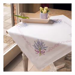 Vervaco Cross Stitch Tablecloth Kit  32 x 32 inch  Lavender