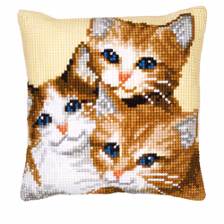 Vervaco Kittens Cross Stitch Cushion, Multi-Colour