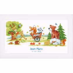 Vervaco Birth Record Animal Fun Cross Stitch Kit