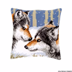 Vervaco Wolves Cross Stitch Cushion, Multi-Colour