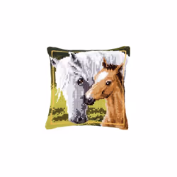 Vervaco Mare and Foal Cross Stitch Cushion, Multi-Colour