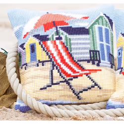 Vervaco Beach Chair Cross Stitch Cushion, Multi-Colour