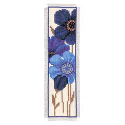 Vervaco Bookmark Blue Flowers 2 Counted Cross Stitch Kit, Multi-Colour