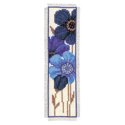 Vervaco Bookmark Blue Flowers 2 Counted Cross Stitch Kit, Multi-Colour