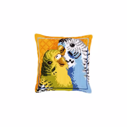 Vervaco Budgies Cross Stitch Cushion, Multi-Colour