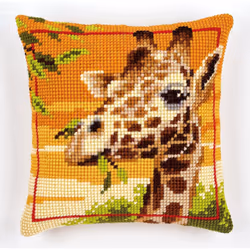 Vervaco Giraffe Cross Stitch Cushion, Multi-Colour