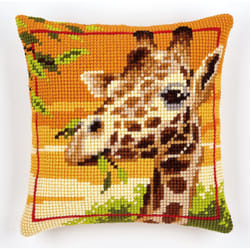 Vervaco Giraffe Cross Stitch Cushion, Multi-Colour