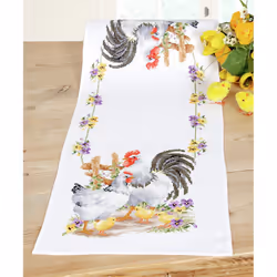 Vervaco Table Runner Chicken Family Cross Stitch Kit