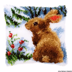 Vervaco Rabbit in the Snow Latch HookCushion, Multi-Colour