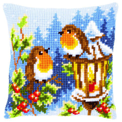 Vervaco Cross Stitch Cushion Robins at The Lantern