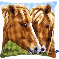Vervaco Needlepoint Cushion Top Kit 16"X16"-Horses