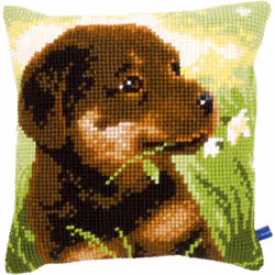 Vervaco Needlepoint Cushion Top Kit 16"X16"-Rottweiler Puppy