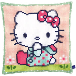 Vervaco Needlepoint Cushion Top Kit 16"X16"-Hello Kitty On The Lawn