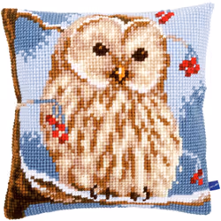 Vervaco Needlepoint Cushion Top Kit 16"X16"-Winter Owl