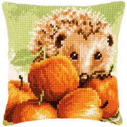 Vervaco Needlepoint Cushion Top Kit 16"X16"-Hedgehog With Apples