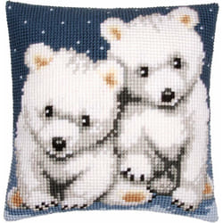 Vervaco Cross Stitch Cushion Polar Bears, Cotton Blend, Assorted, 32.6 x 5 x 32 cm